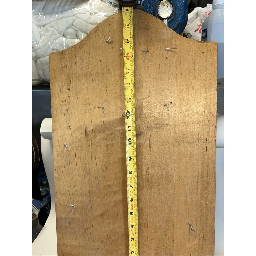 Handmade Antique Primitive Kitchen Shelf Utensil Wall Display On Old Breadboard